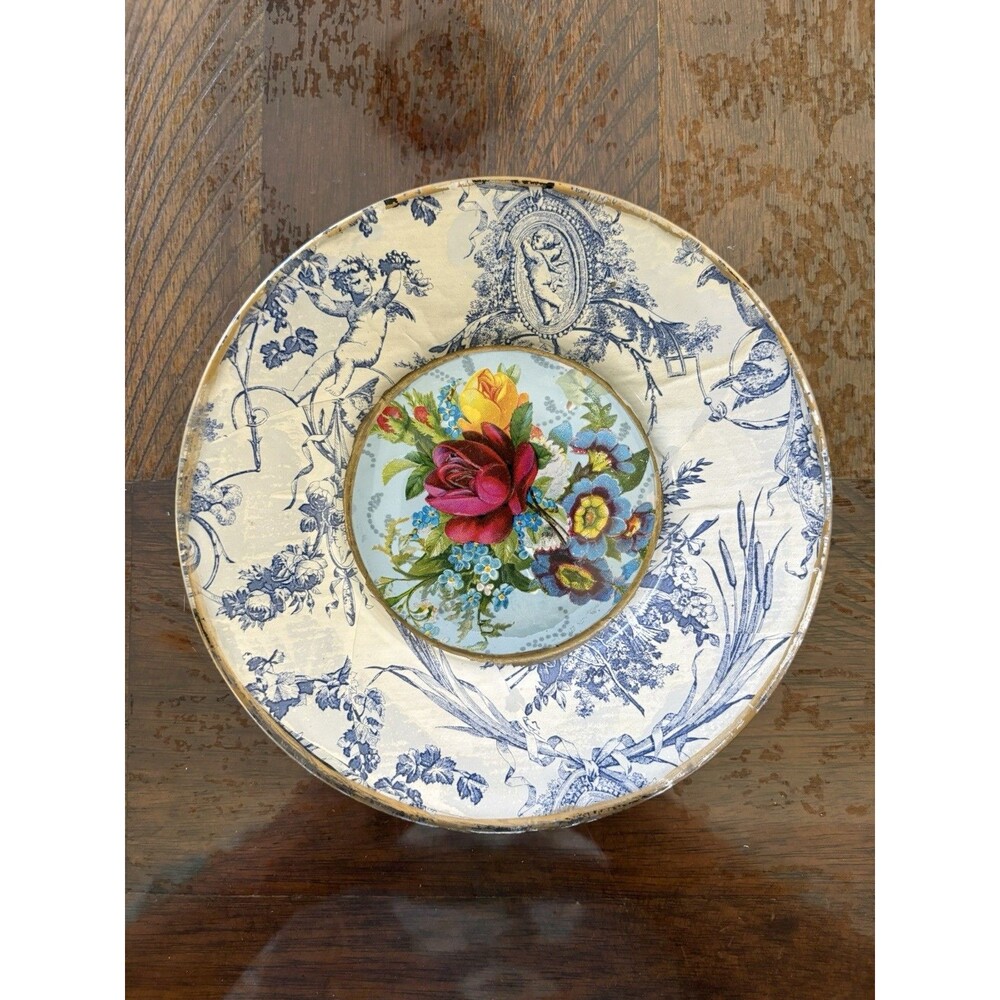 Flowers And Cherubs Print Vintage Unique Design Collective Plate